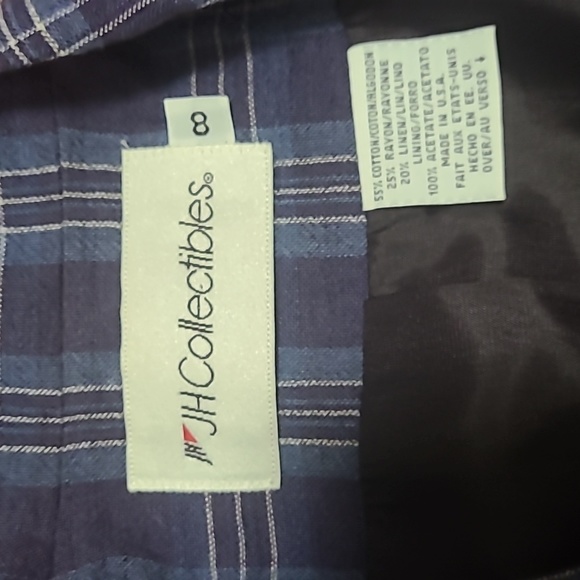 JH Collectibles vintage 90s Plaid Unisex blue Jacket Blazer preppy size 8 - Picture 5 of 9